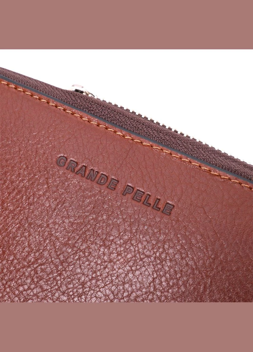 Зручний гаманець-клатч на блискавці з натуральної шкіри 11659 Grande Pelle (331913467)