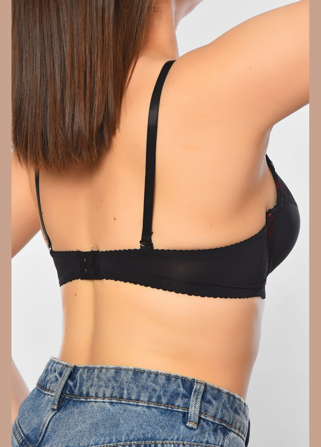 Чорний бюстгальтер жіночий чорного кольору чашка в Let's Shop поліамід