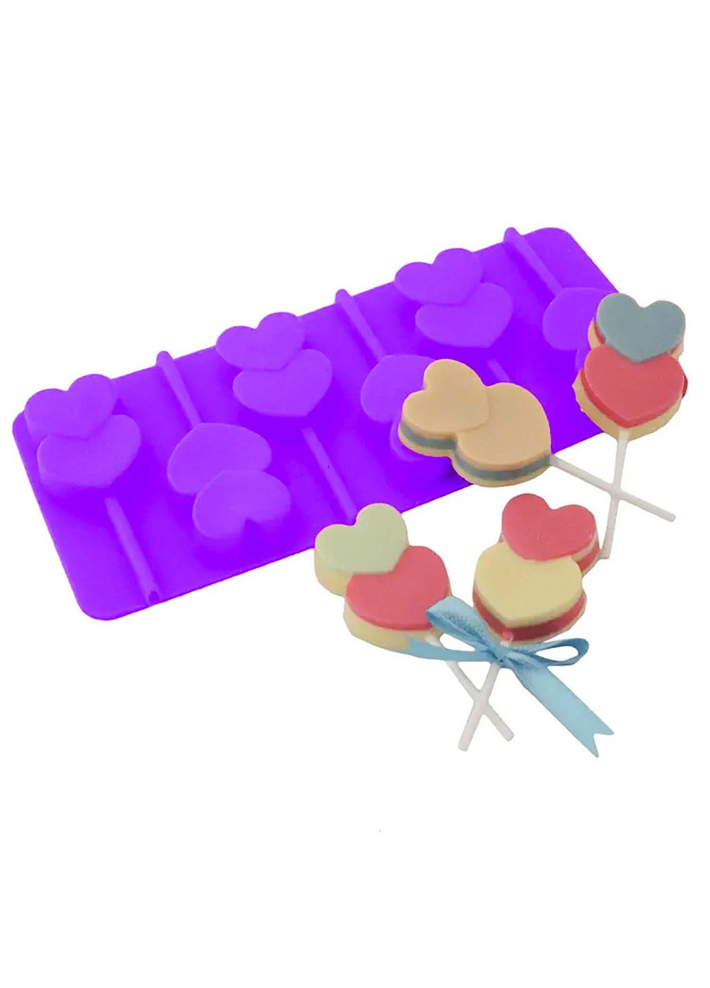 Силіконова форма для морозива і цукерок на паличці "Сердечка" Kitchen Master (338656764)