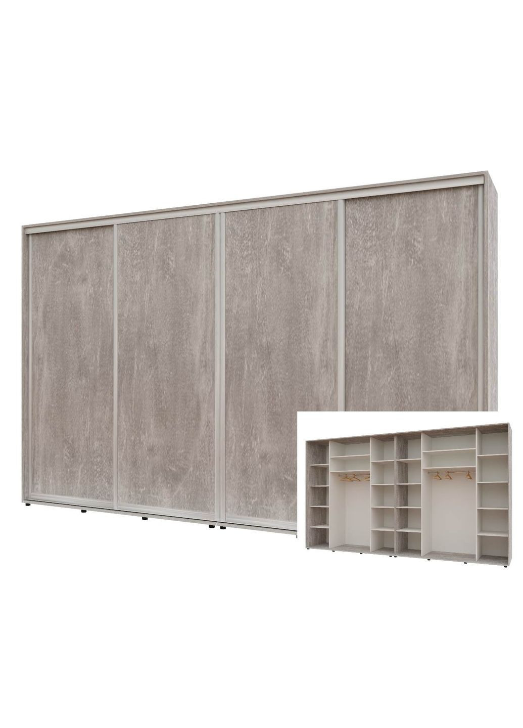Шкаф-купе четырехдверный Комфорт Мебель 380*60*220 см Бетон 4 двери ДСП Макси Комфорт Меблі (360478643)