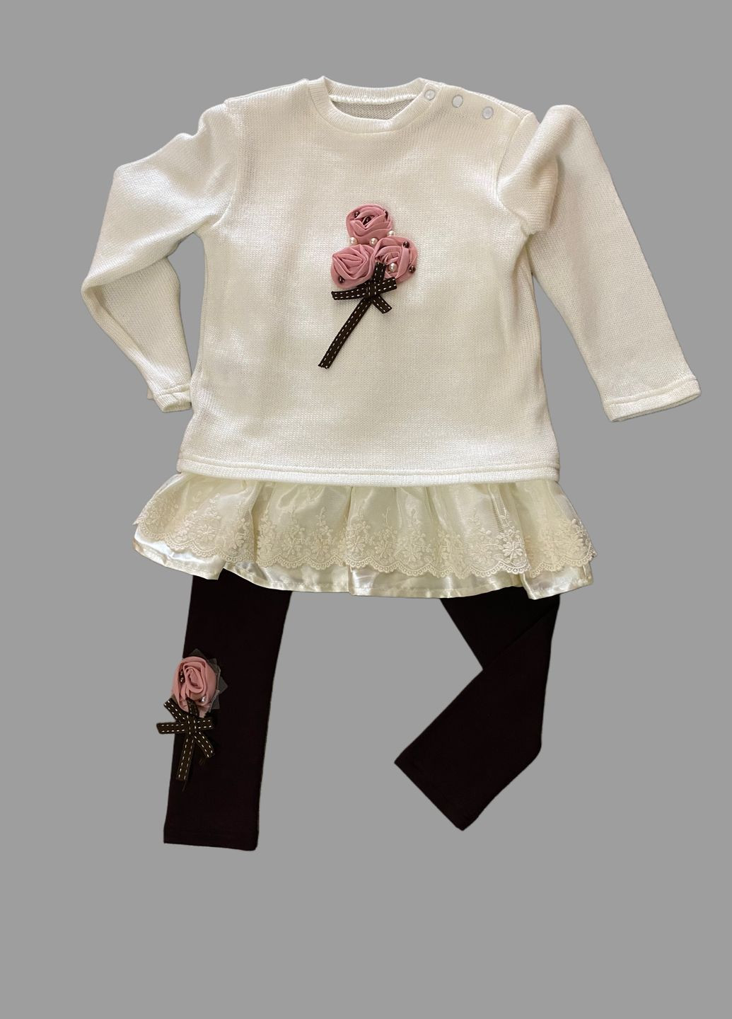 Комбинированный демисезонный костюм для девочки тройка тройка, брючный Baby Angel