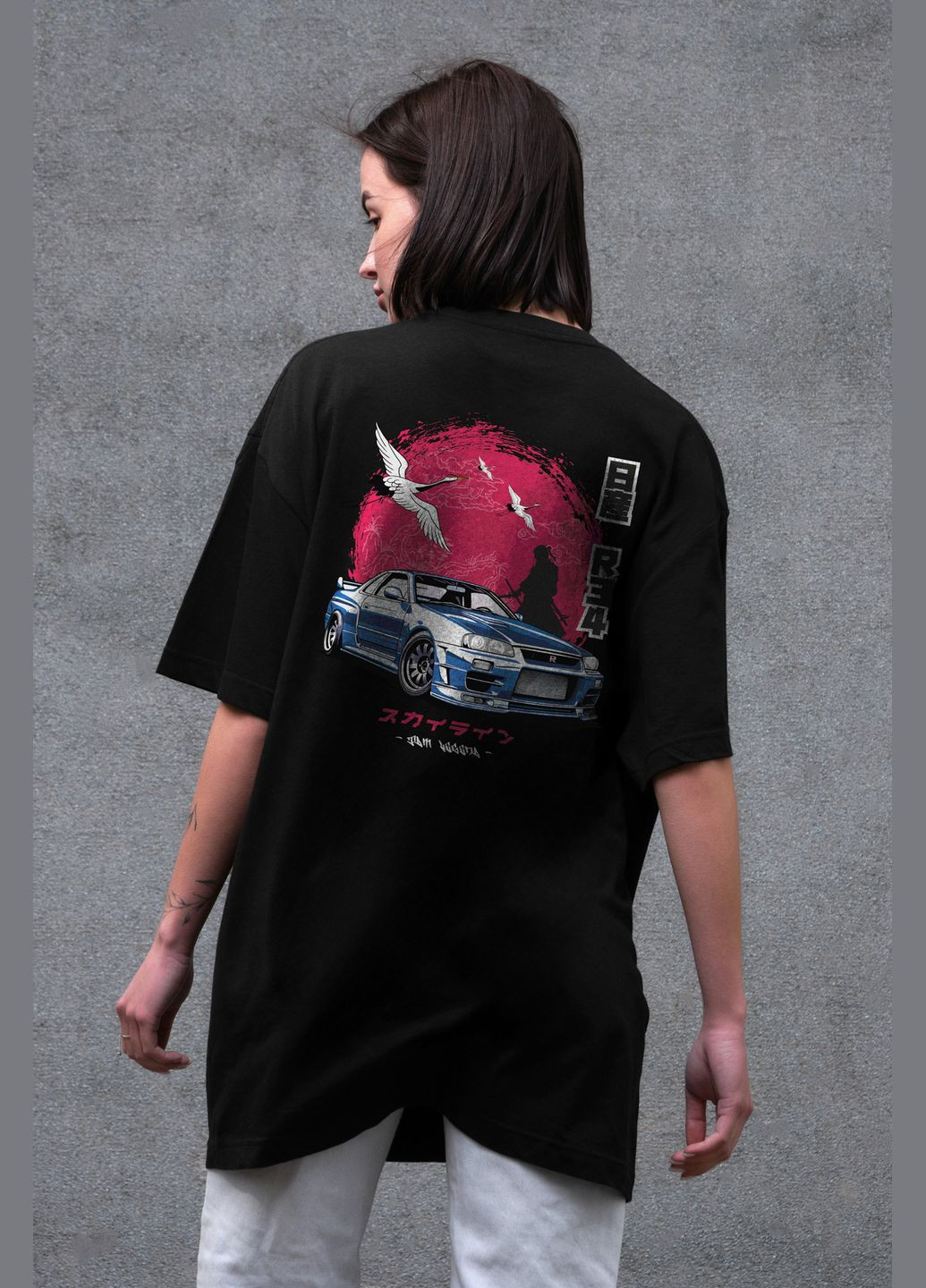 Женская Оверсайз Футболка С Принтом Skyline Without - (325401901)