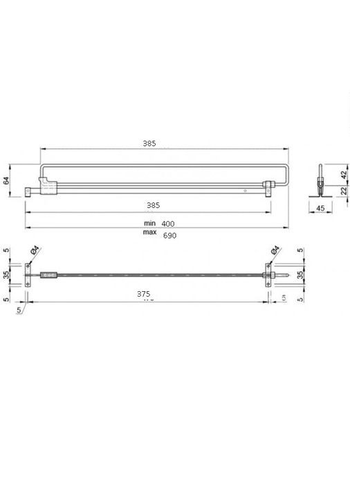 Выдвижная гардеробная штанга-вешалка микролифт тремпель 400 мм Хром Sigma (353969115)