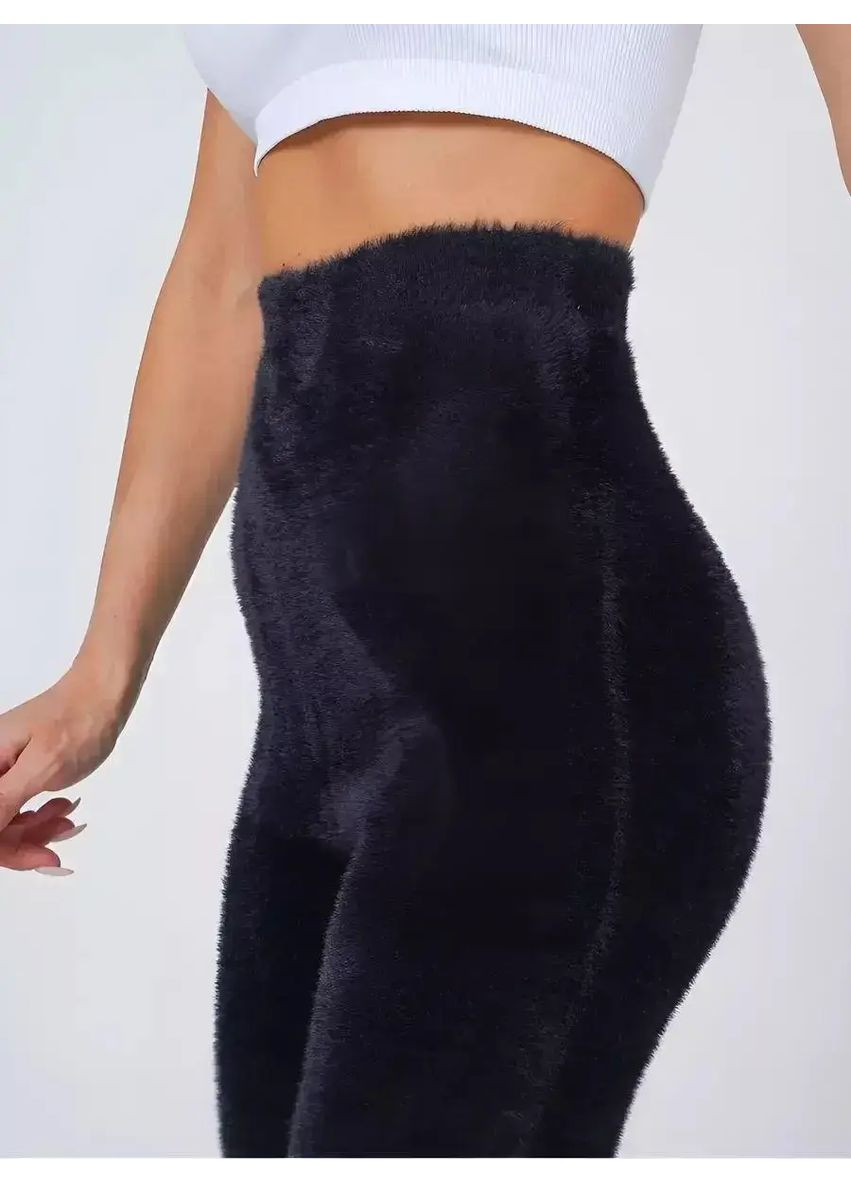 Зимові лосини безшовні, Лосини хутро куниці, Лосини термо широка ризинка, Термолосини жіночі теплі No Brand Лосини хутро куниці чорні (361030065)