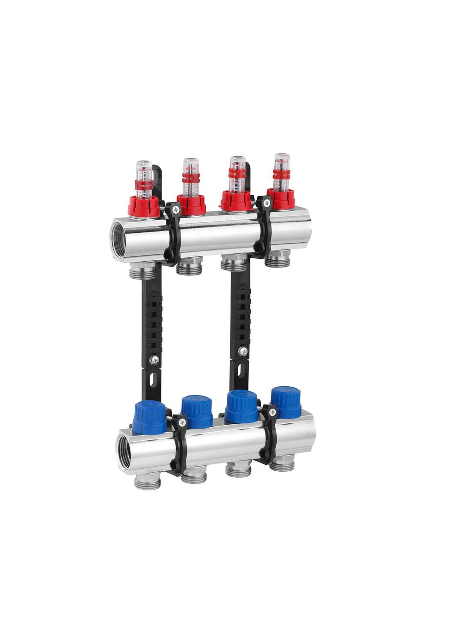Коллектор в сборе на 4 выхода 1"х3/4" без евроконусов, никелированный STA (332976100)