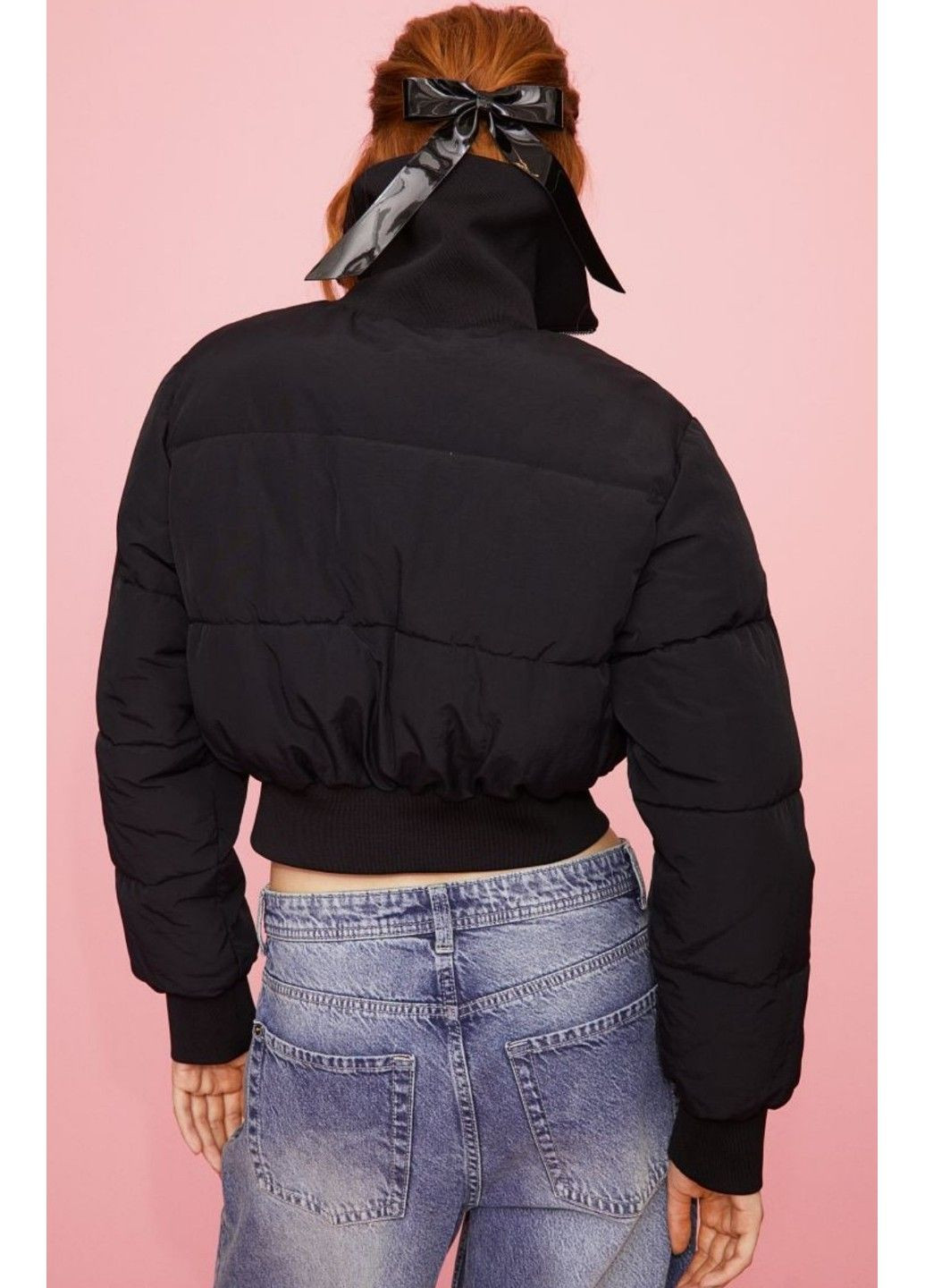 Чорна демісезонна жіноча стьобана куртка н&м (56791) xs чорна H&M