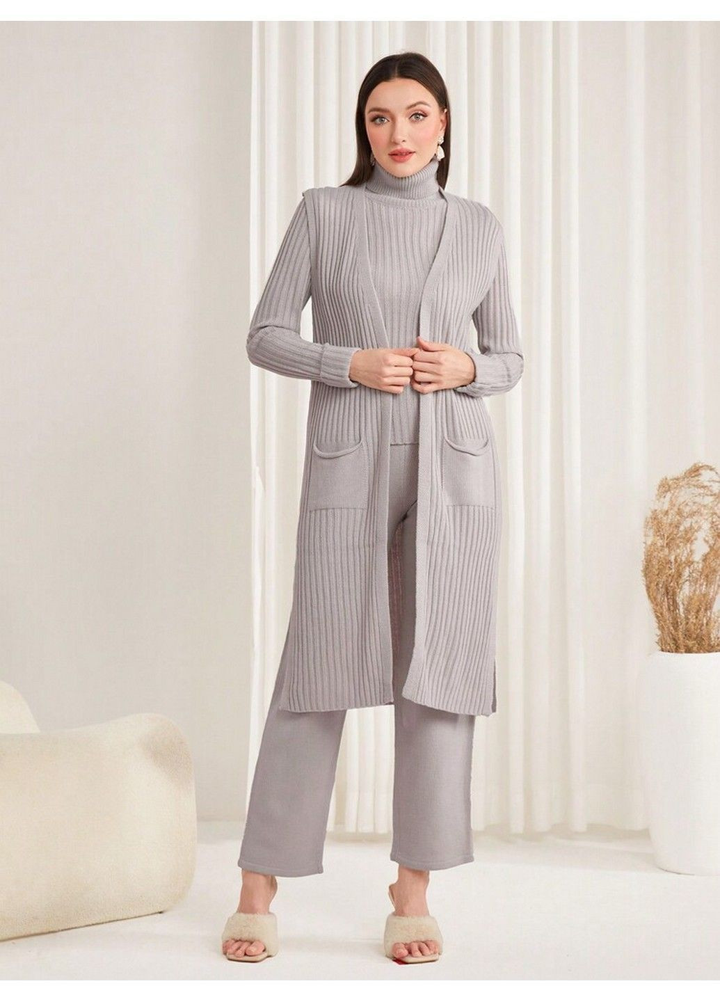 Костюм (кардиган,гольф,брюки) SHEIN (368796731)