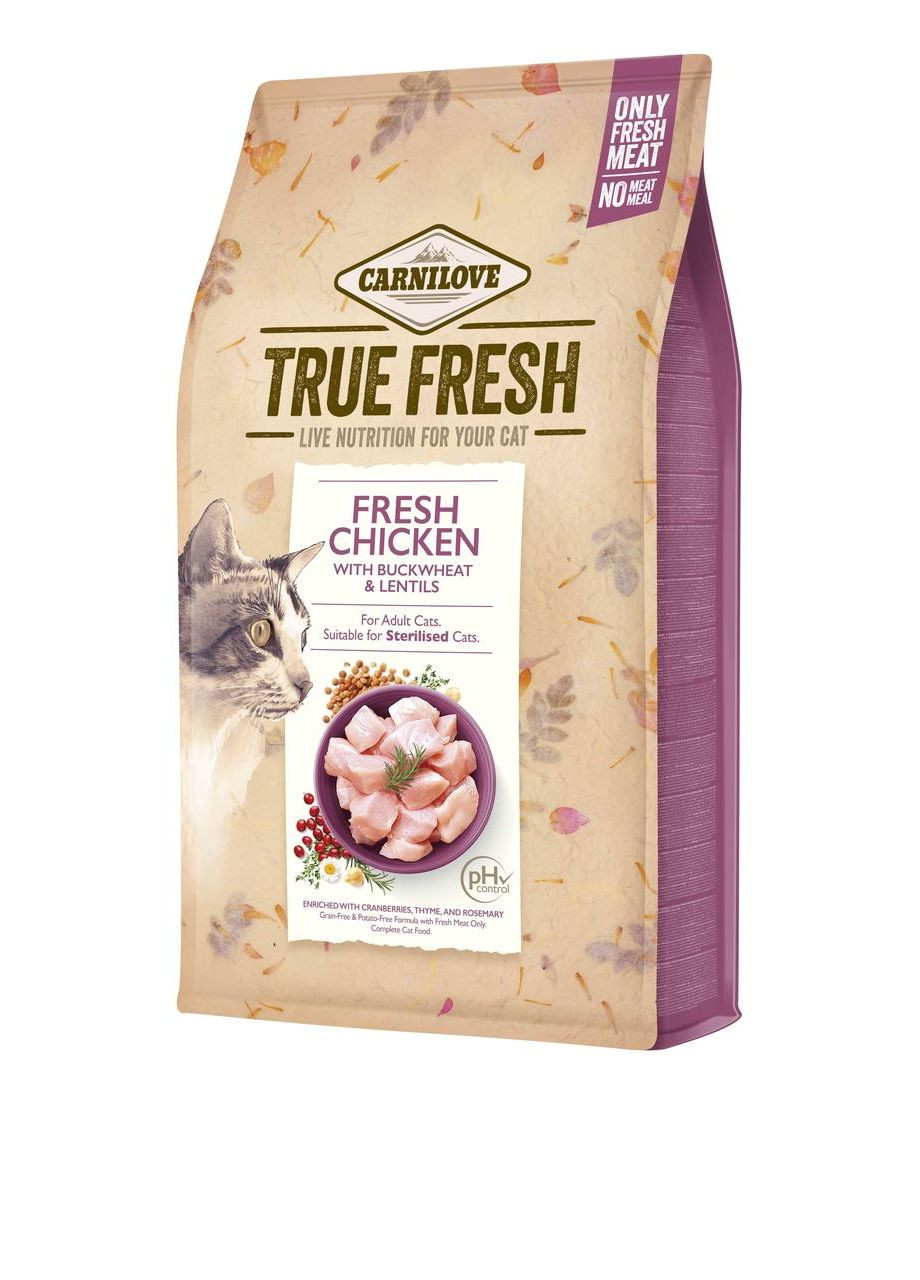 Сухой корм True Fresh Cat для взрослых кошек, с курицей, 4,8 кг Carnilove (363196454)