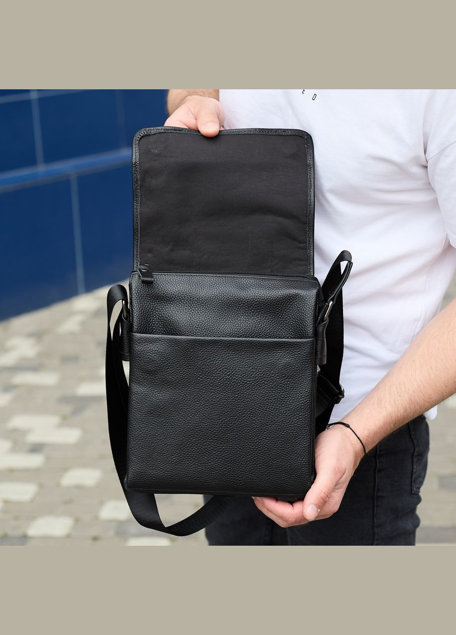Сумка месенджер шкіряна барсетка для чоловіка чорна 35775 Tiding Bag (359380749)