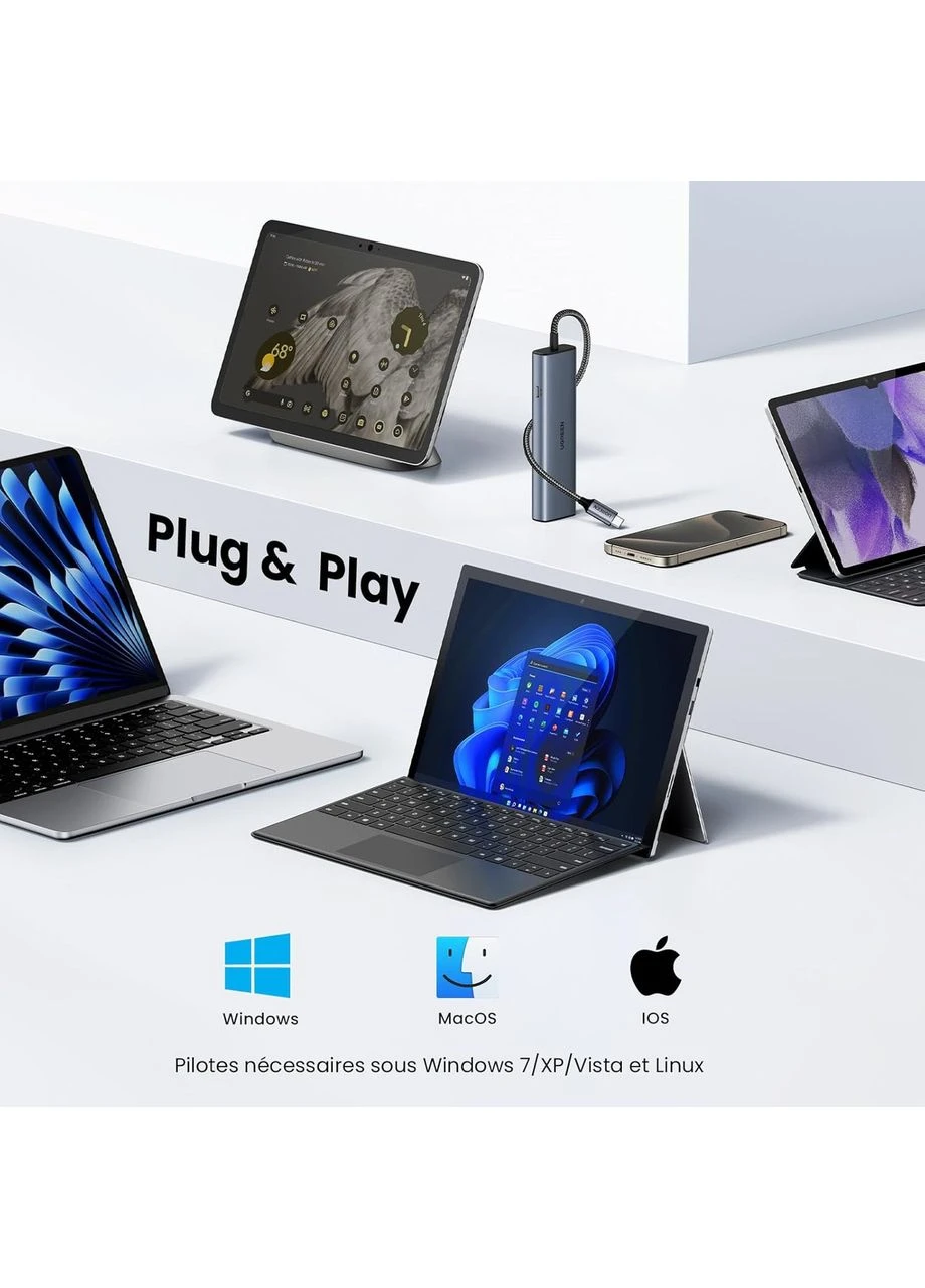 Хаб USB 3.2 Type-C -> 1xUSB-A 3.2/ 1xUSB-A 2.0/2xUSB-C 3.2/ RJ45 PD CM512 Ugreen (397314452)