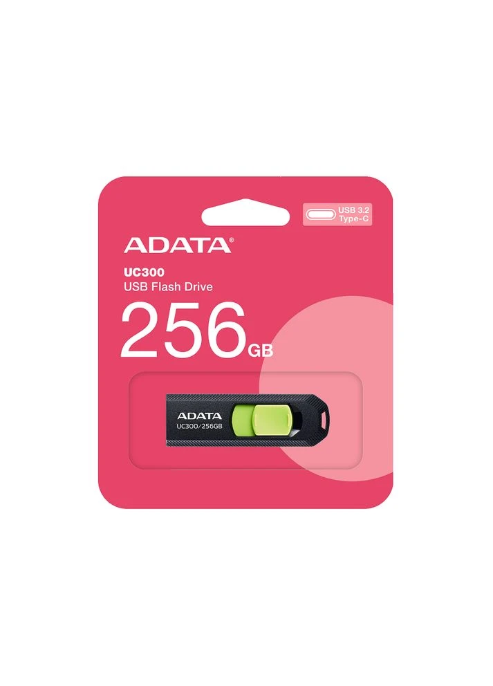 Флеш-накопичувач USB 3. 2 Gen1 UC300 Type-C 256Gb чорний/зелений ADATA (370613446)