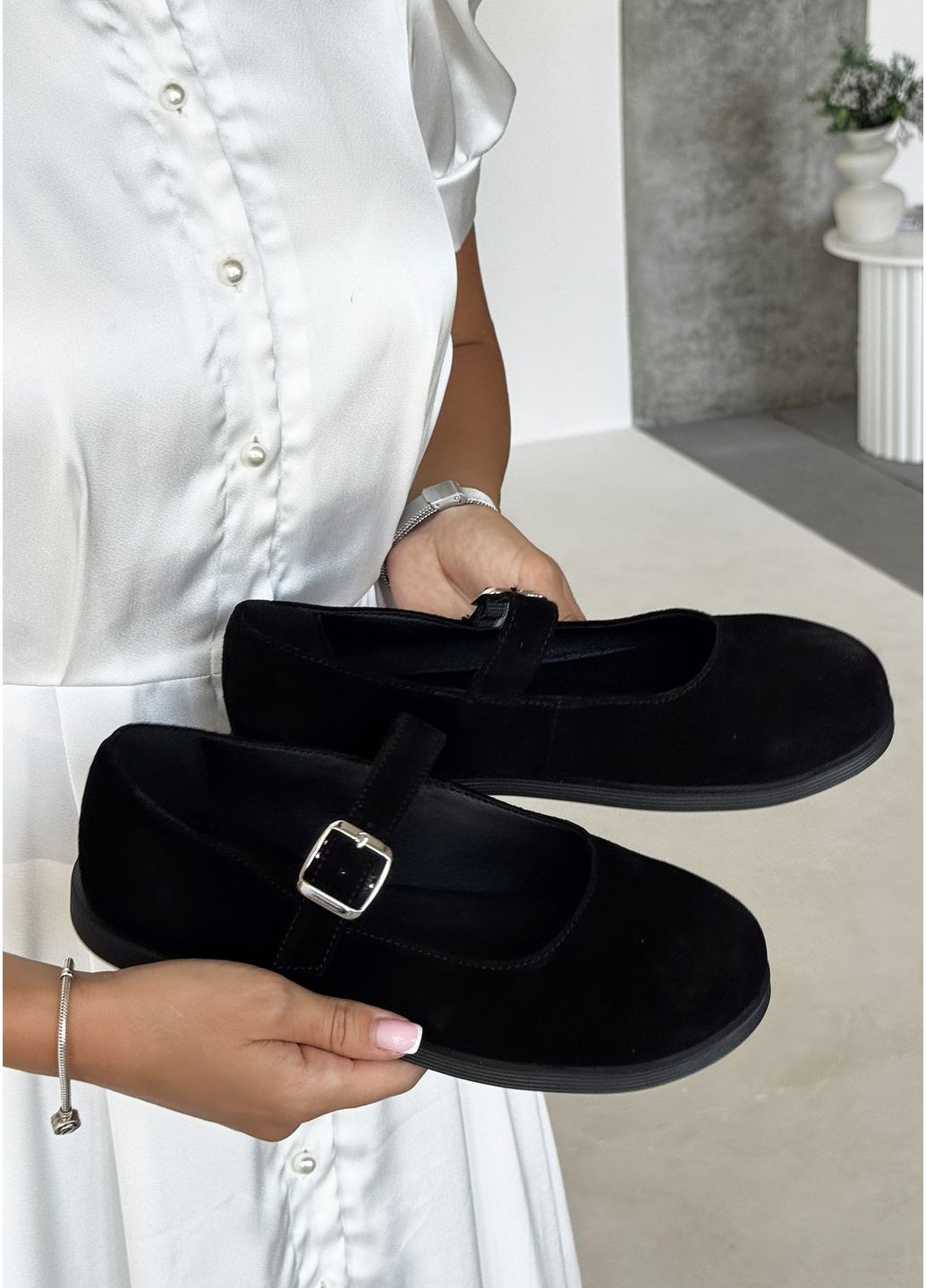 InFashion Елегантні жіночі туфлі з натуральної замші мері джейн чорний з натуральна замша, україна — демісезон (359655879)
