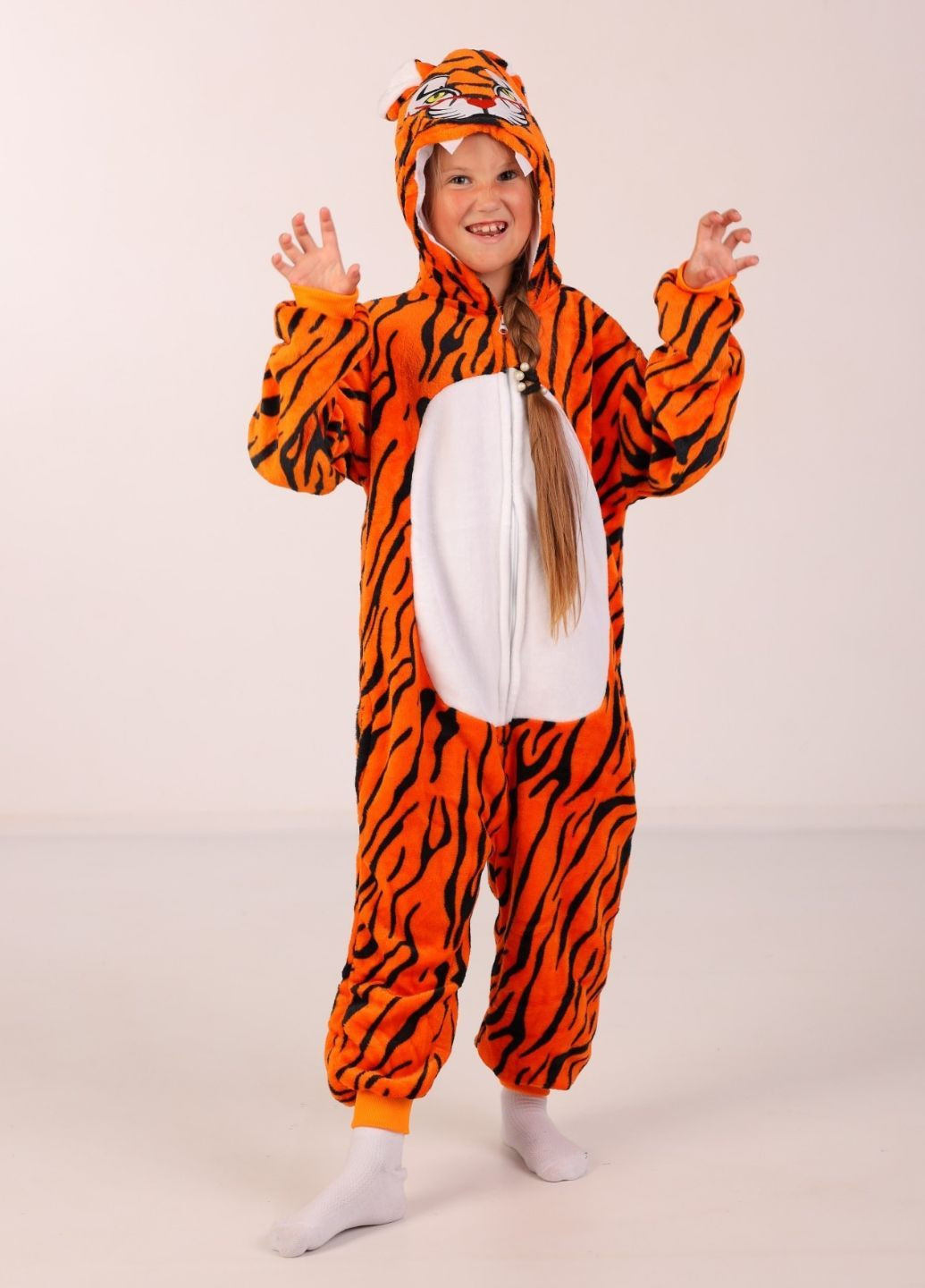 Кігурумі тигр з капюшоном і хвостиком на блискавці для дівчат My Kigu (365703318)