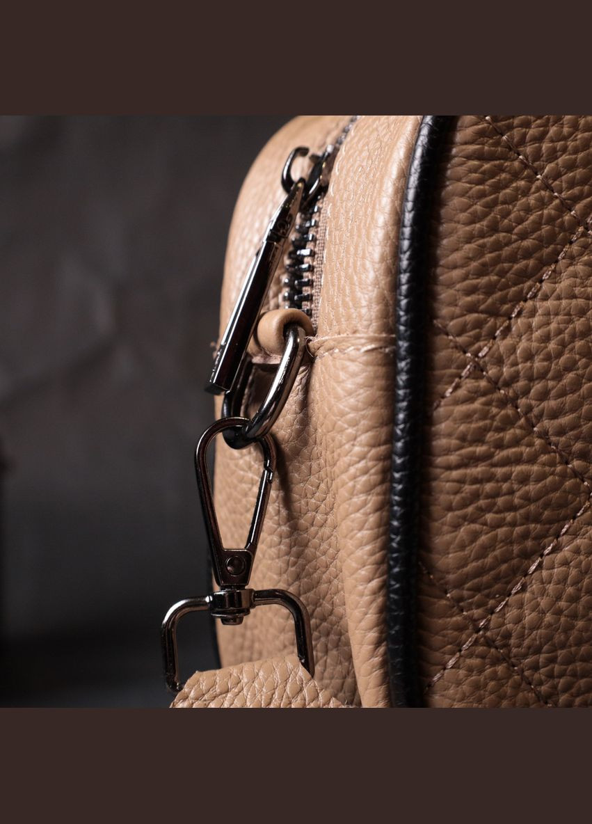 Шкіряна жіноча кроссбоді через плече на одне відділення бежева 22386 Vintage (329197604)