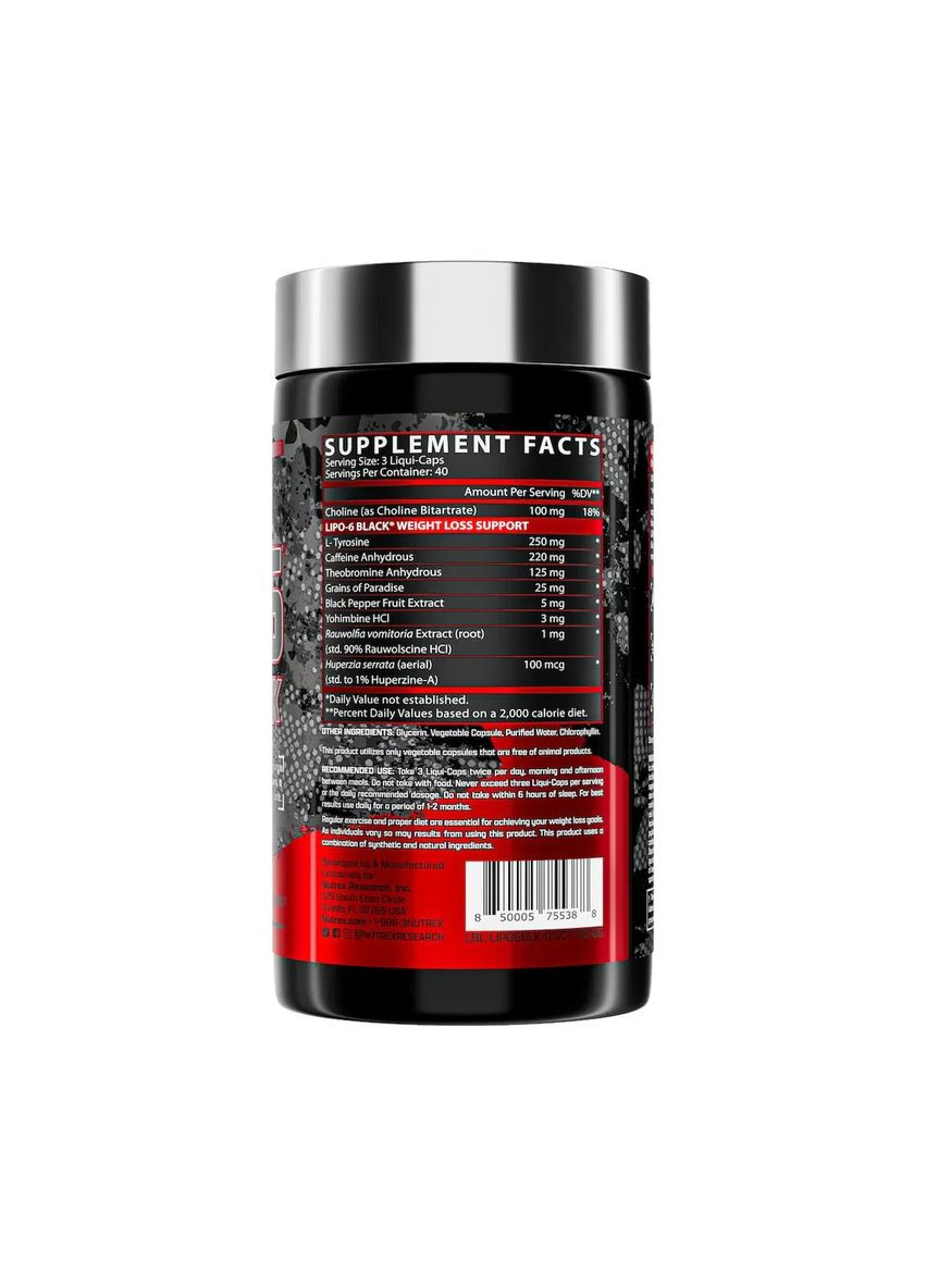 Жироспалювач Lipo-6 Black Maximum Potency 120 капсул Nutrex (362411783)