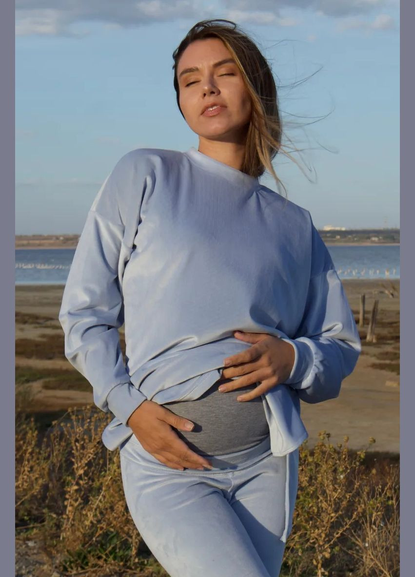 Блакитний костюм для вагітних та годуючих мам велюровий To Be (282953750)