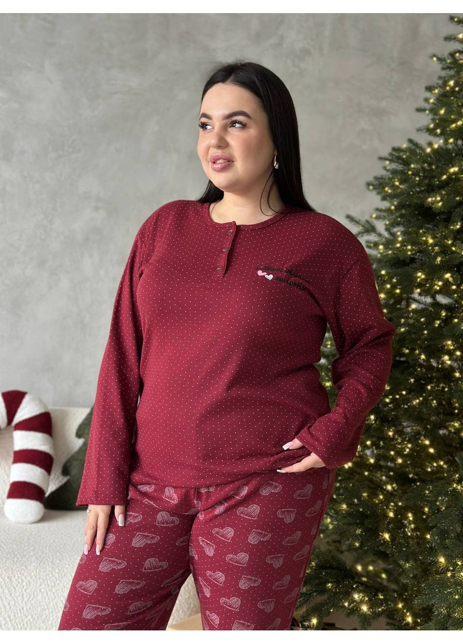 Бордова всесезон затишна піжама кофта + брюки No Brand