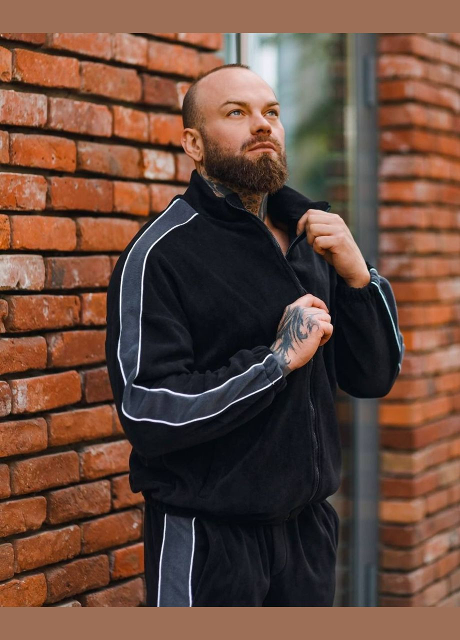 Черный зимний костюм мужской теплый No Brand