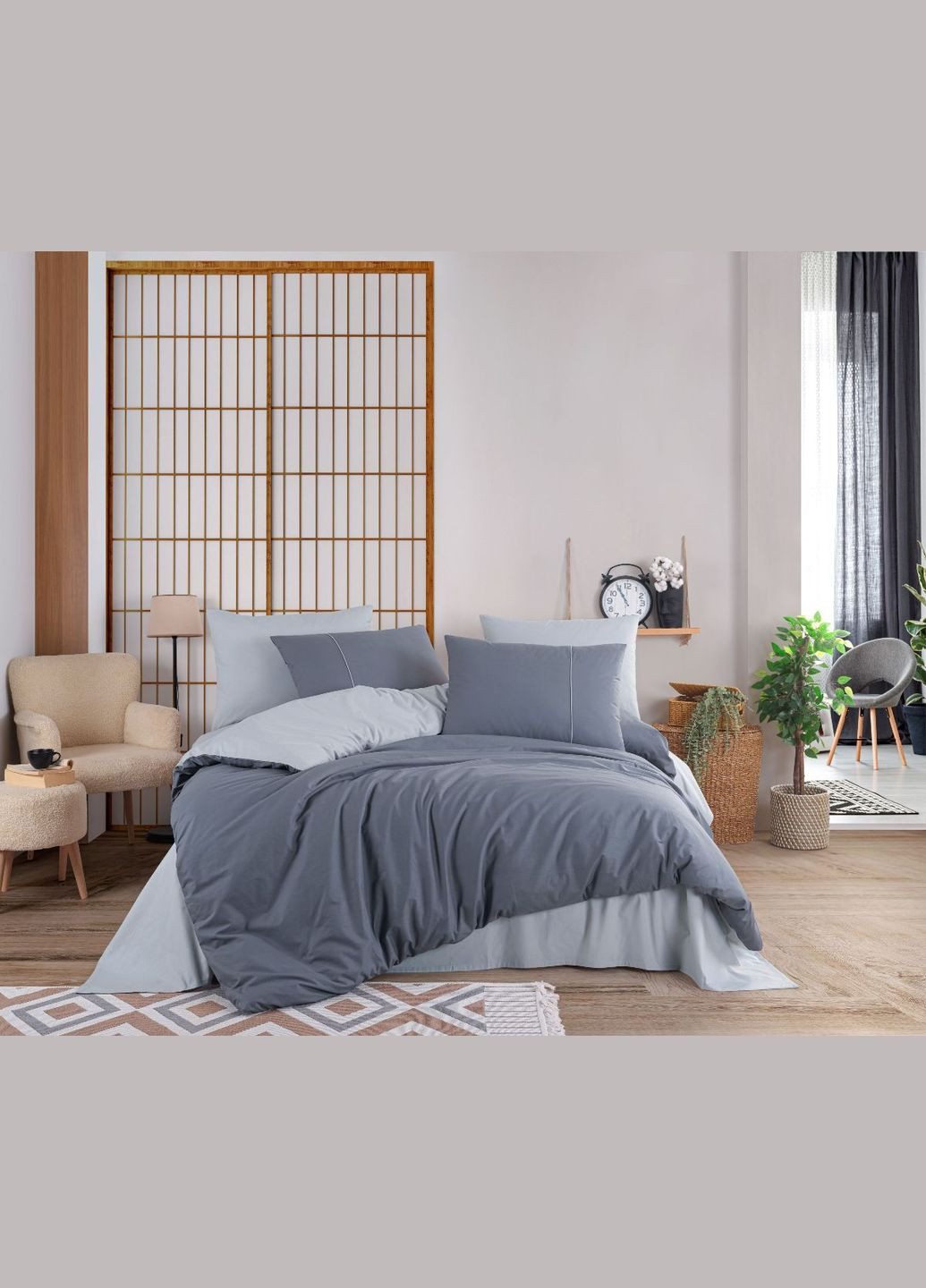 КПБ PLAIN Sateen Grey/ Licht Grey графит/св.серый 200*220/2*50*70/2*70*70 Victoria (308271325)