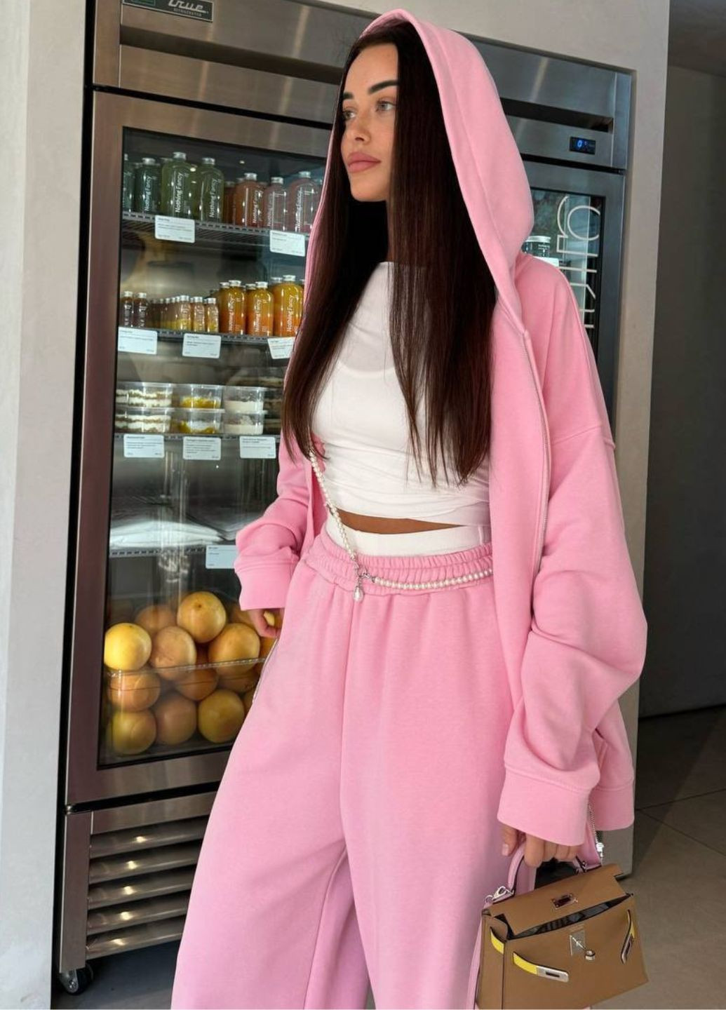 Базовий спортивний оверсайз костюм: худі на блискавці з кишенями кенгуру + штани високої посадки Україна (322744075)