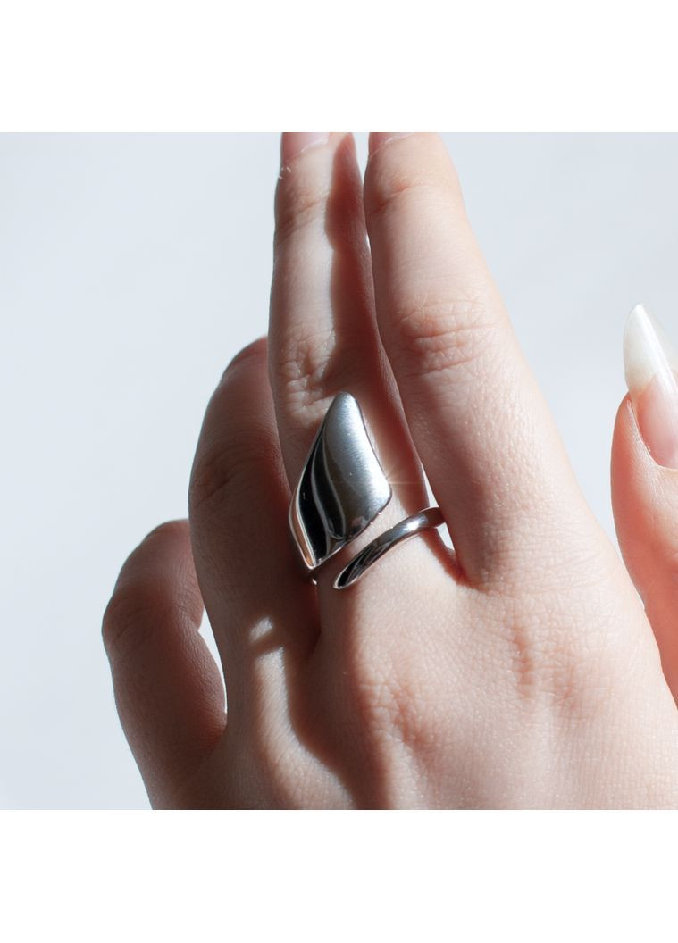 Кольцо унисекс геометрической формы широкое колечко минимализм элегантное регулируемый размер серебристое без камней кэжуал No Brand (365807163)