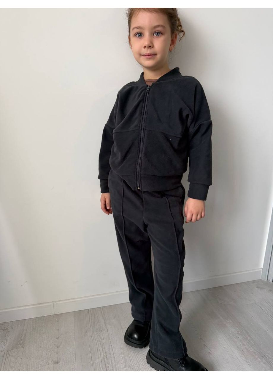 Графітовий демісезонний флісовий костюм з штанами та светром брючний Adelante