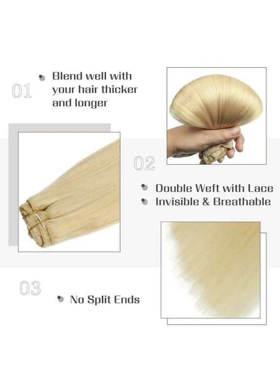 Треси волосся 60 см термоволокно на стрічці з шпильками Блонд No Brand (371689585)