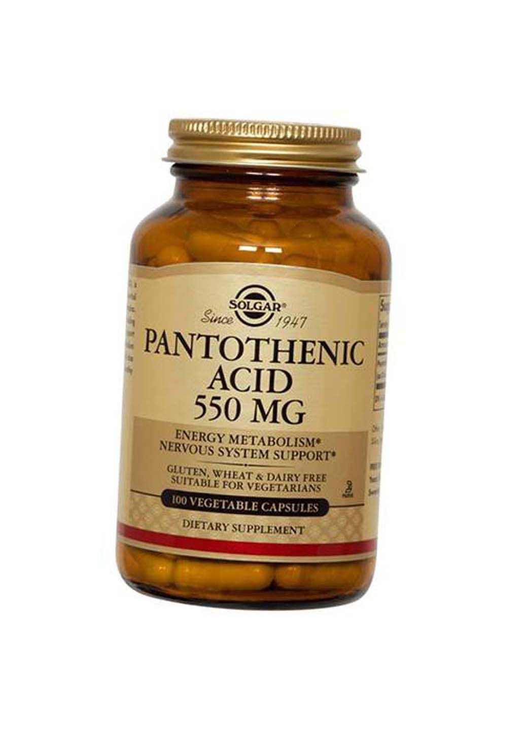 Пантотеновая кислота Pantothenic Acid 550 100вегкапс Solgar (292710417)
