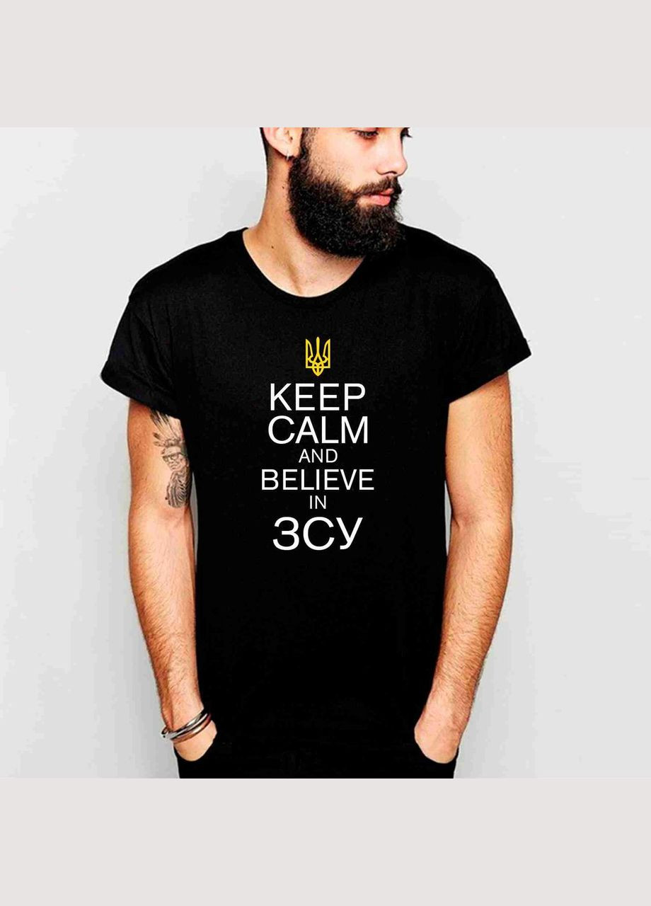 Футболка черная с патриотическим принтом "Keep Calm and believe in ВСУ" Кавун футболка (316288428)