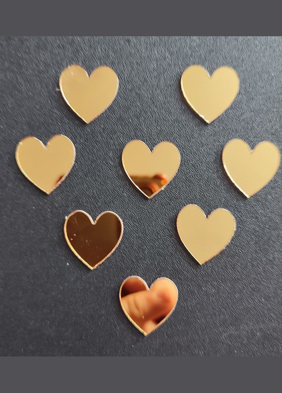 Зеркальные пластиковые наклейки Сердца Золотые 2 х 2 см 50 шт Б235 No Brand (321973264)