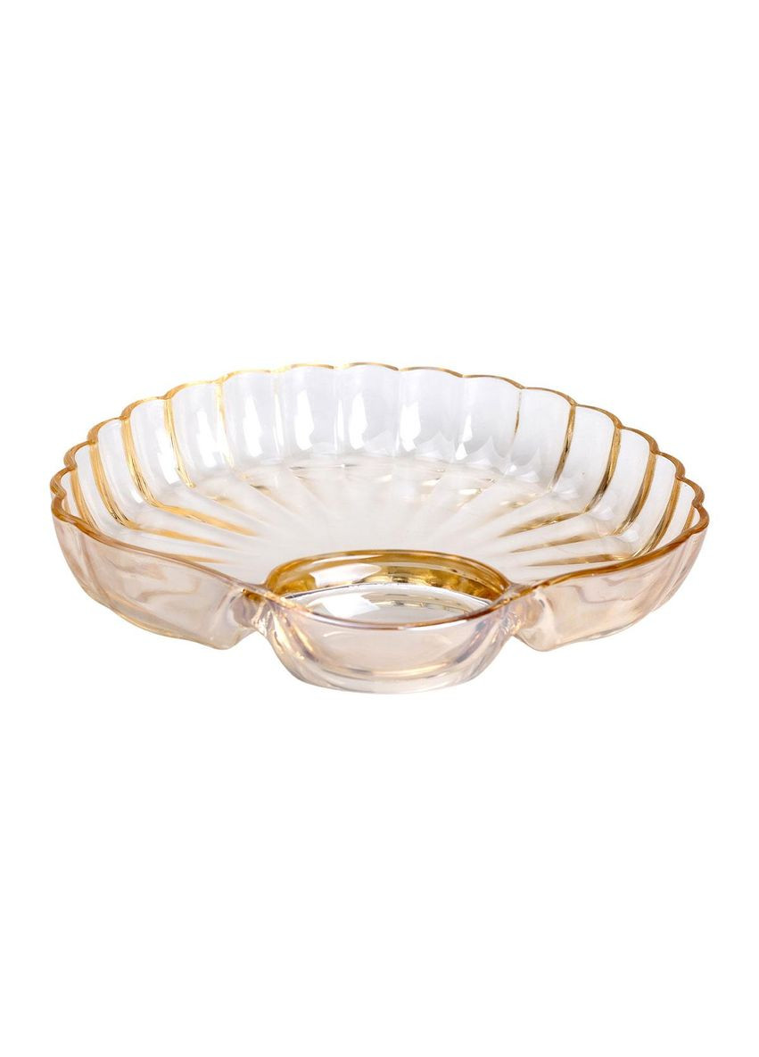 Стеклянное блюдо с соусником 21х19х3 см тарелка для суши коричневая HP-YH-1 Yiwu (368767051)