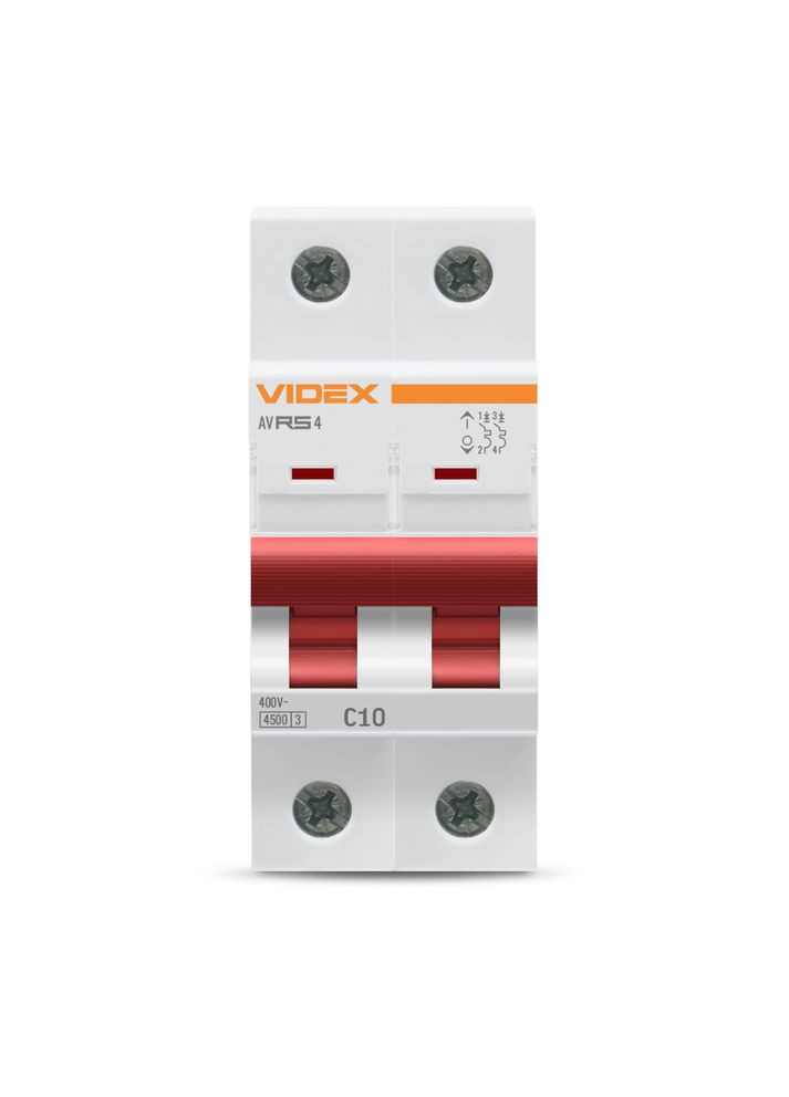 Автоматический выключатель RS4 2п 10А С 4,5кА RESIST (VFRS4-AV2C10) Videx (282312824)