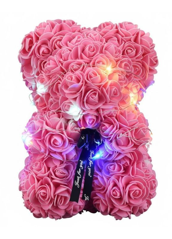 Подарочный 3D-мишка Teddy Flower из декоративных роз с яркой подсветкой 25 см (2104618745) No Brand (367056675)