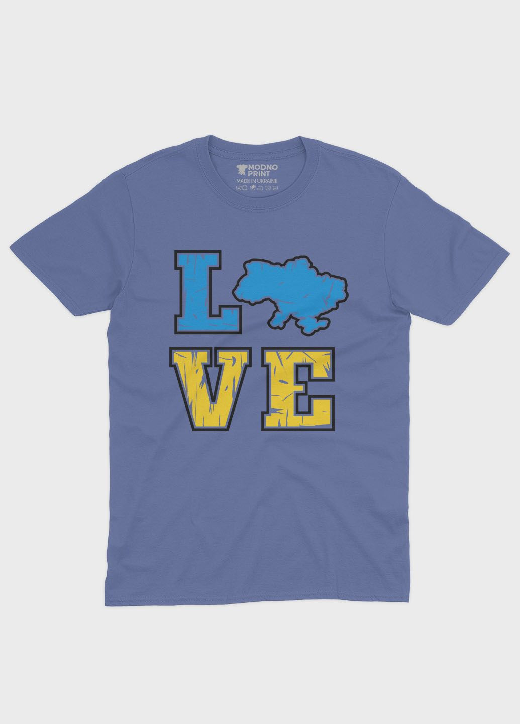 Темно-голубая летняя мужская футболка с патриотическим принтом love (ts001-2-dmb-005-1-039-f) Modno
