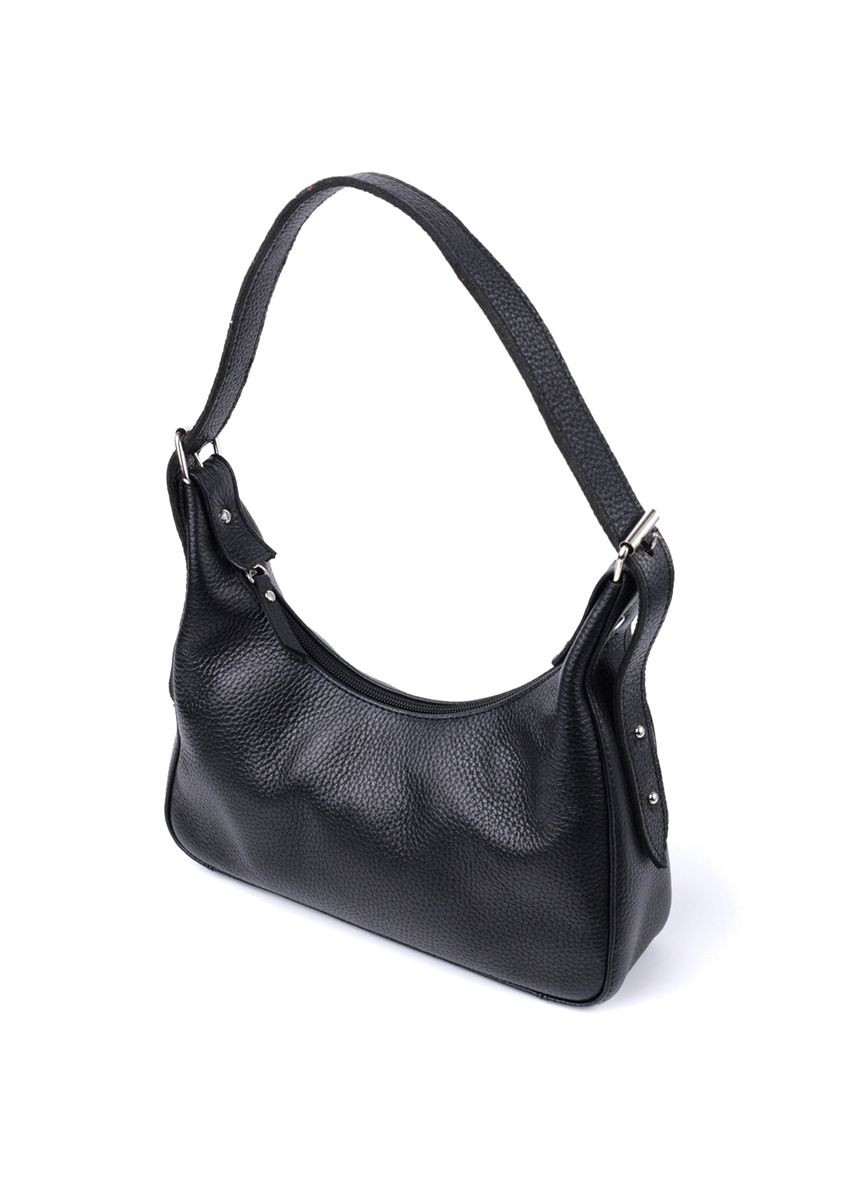 Сумка багет с регулируемым ремнем из натуральной кожи с жестким каркасом черная (sku_22833) No Brand (329853196)