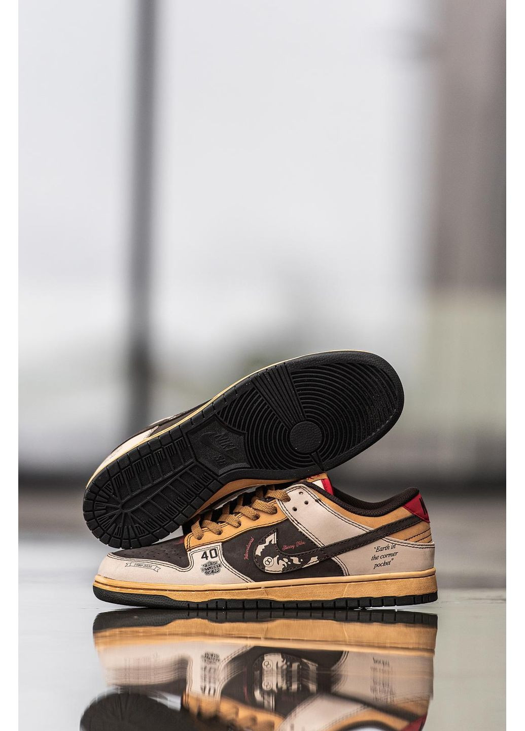 Бежевые демисезонные кроссовки мужские nike sb dunk low x stussy 40th найк сб данк No Brand