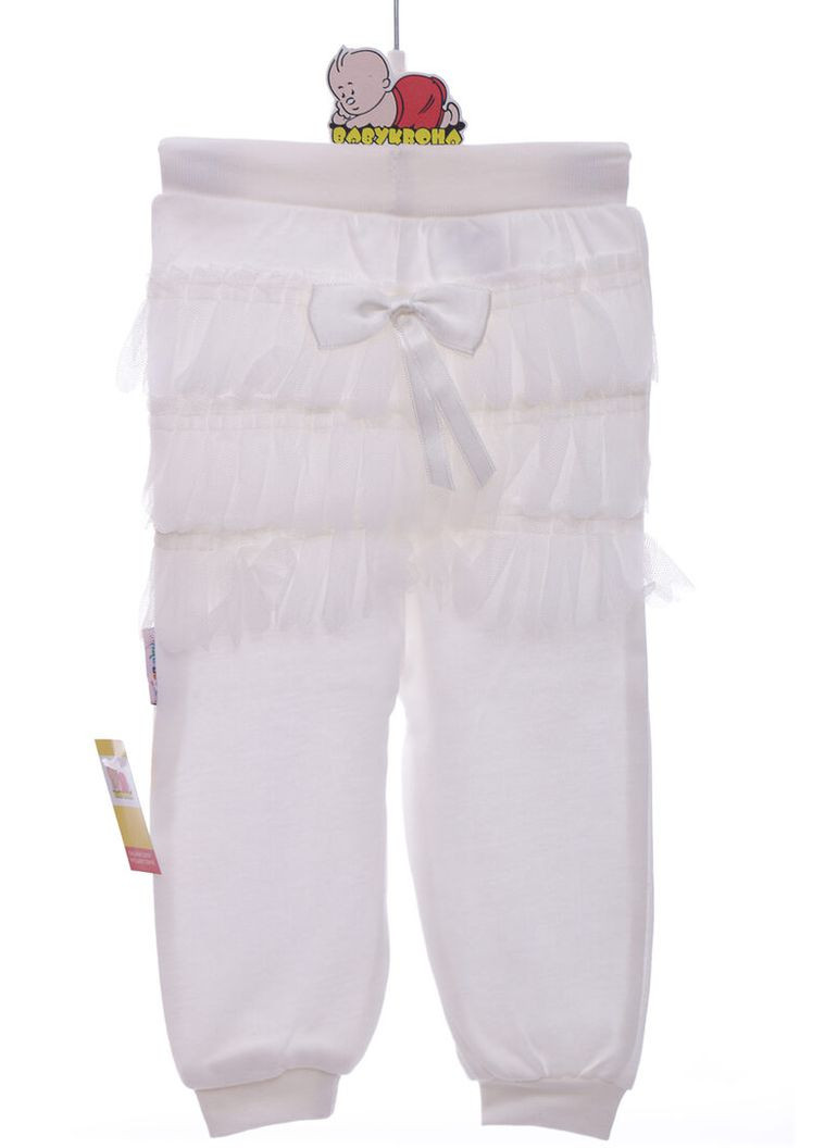 Бежевые демисезонные джоггеры штаны для девочки трикотажные с рюшей молочные 62 см (37198) BABYKROHA