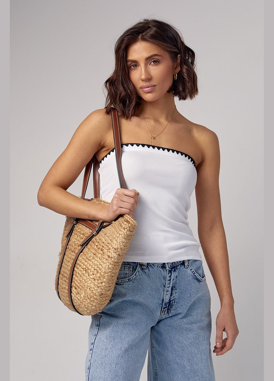 Жіночий топ без бретелів з асиметричним низом Lurex (287340264)