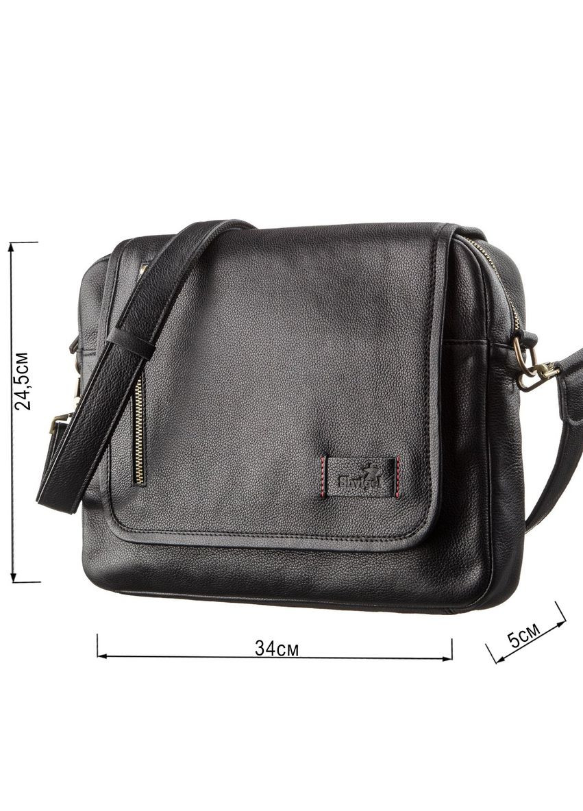 Мужская кожаная сумка через плечо 19116 Черная Shvigel (329151779)