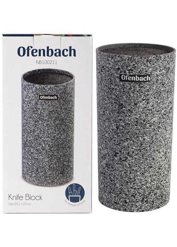 Подставка-бревно Grey Marble для кухонных ножей 11х11х22 см, круглая Ofenbach (372171304)