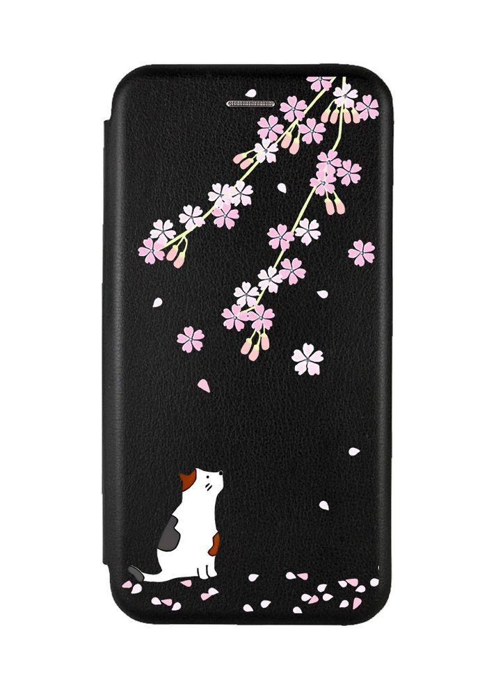 Чохол-книжка з малюнком для Xiaomi Redmi 9C/10A Чорний:: Котик і сакура (принт 283) Creative (360709772)