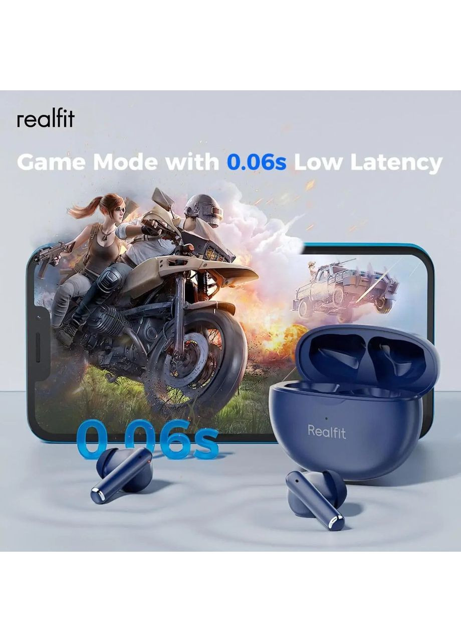 Навушники Realfit F2 Pro Bluetooth білі з шумозаглушенням, 4 мікрофони, 360° HiFi, сенсорне керування, до 28 годин роботи China (351854911)