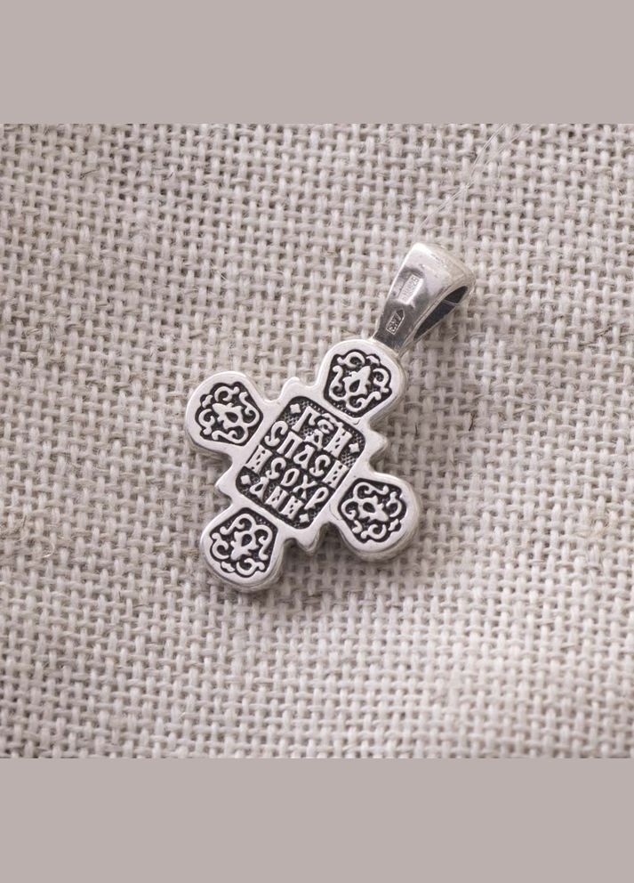 Православний срібний хрест з чорнінням 132480 Oniks (264022905)