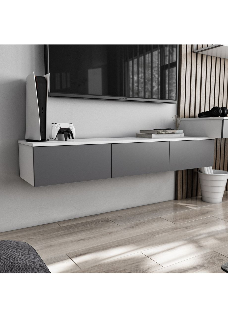 Підвісна тумба під телевізор MT-221 1500*242*360 білий/антрацит No Brand (358928496)