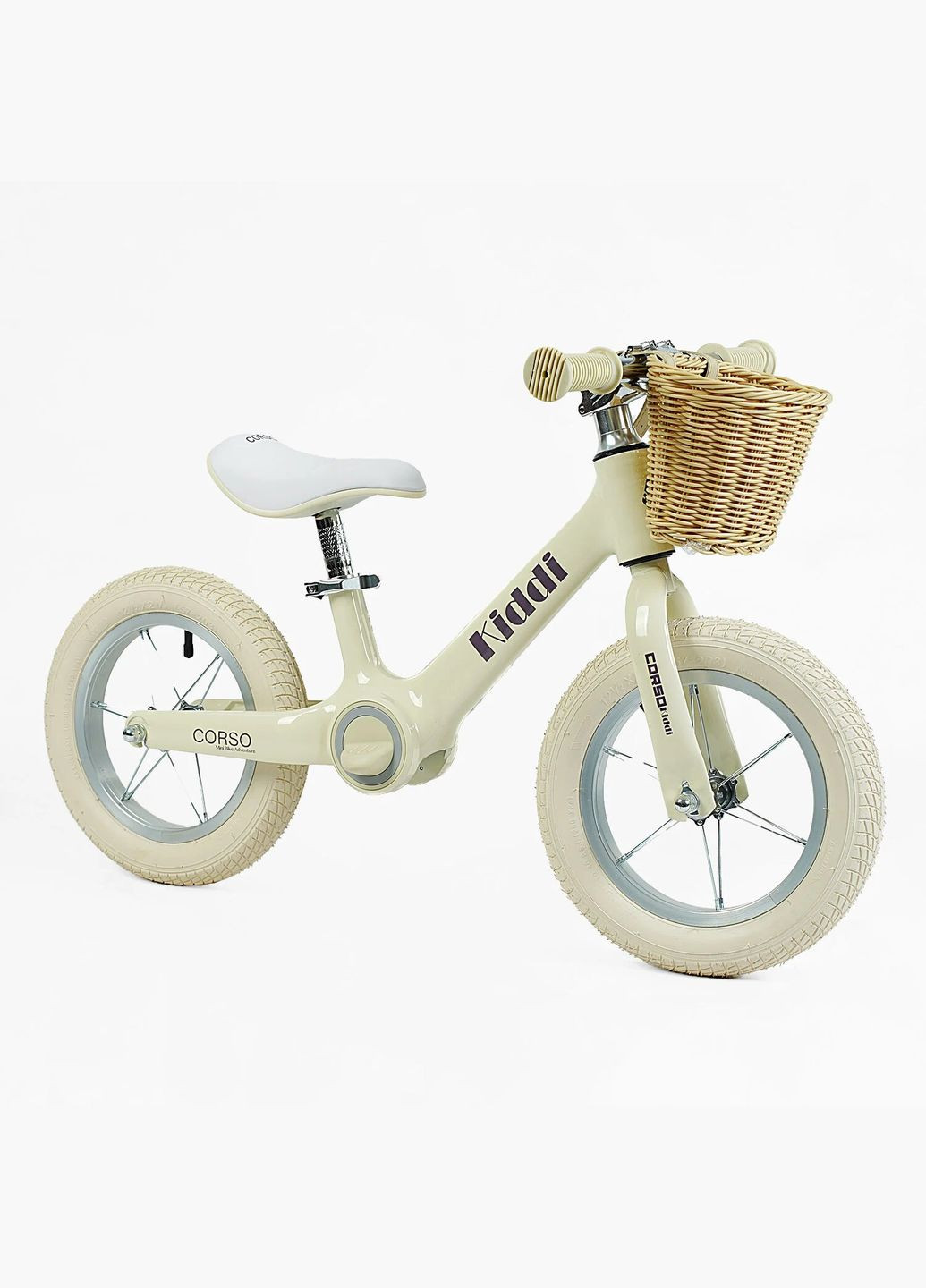 Дитячий велобіг KIDDI ML-12102. Магнієва рама, надувні колеса 12", підставка для ніг, кошик Corso (290254806)