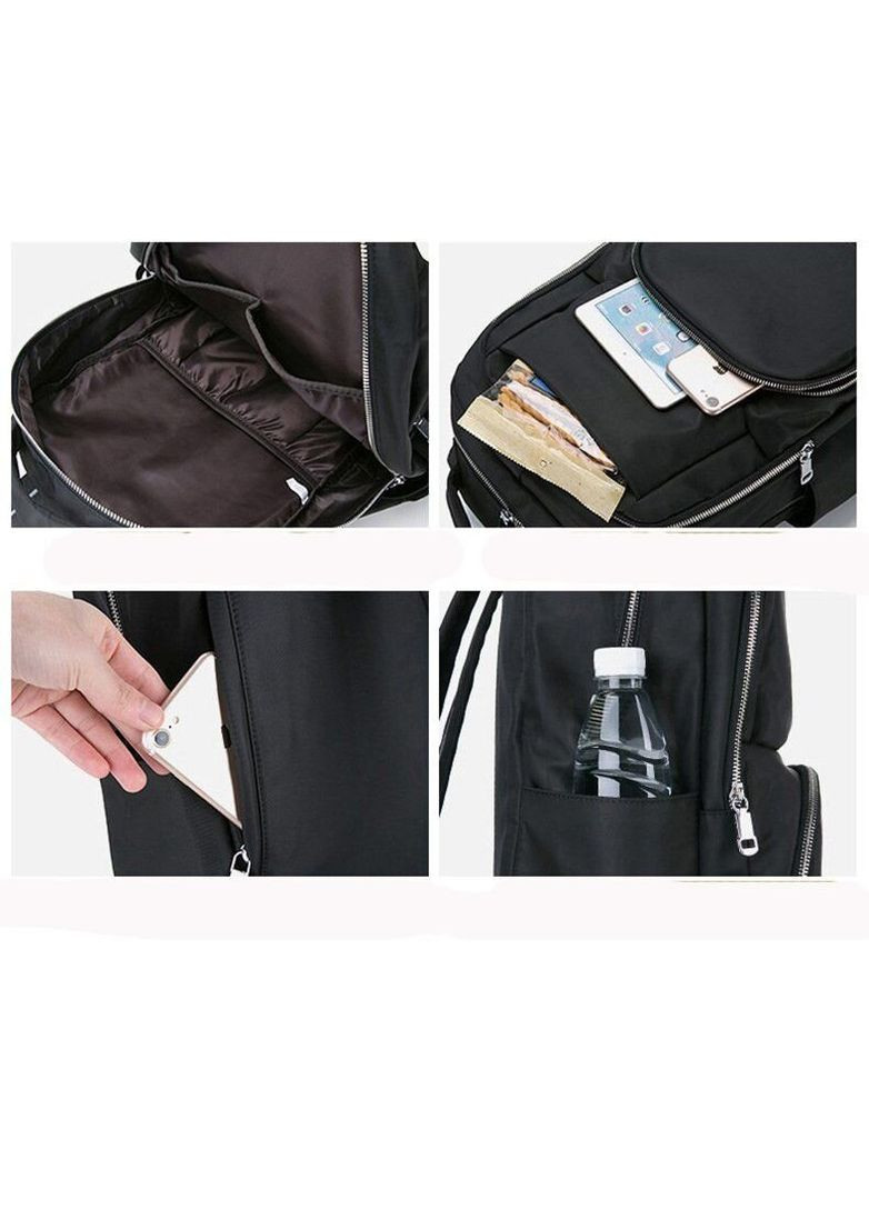 Городской рюкзак нейлоновый с множеством карманов для ноутбука и учебы черный (sku_14808) No Brand (329860300)