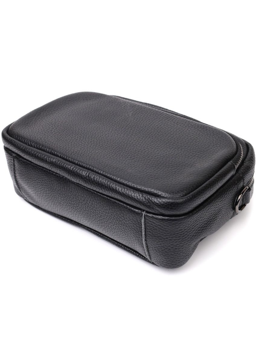 Компактна жіноча сумка крос-боді з натуральної шкіри 22294 Чорна Vintage (298570986)