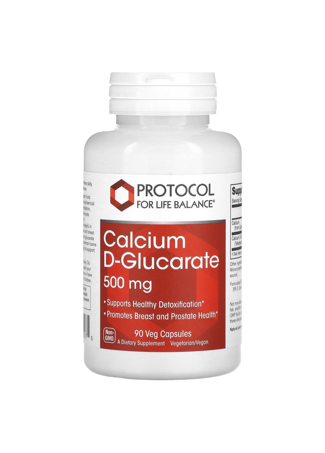 Кальцій D-глюкарат, Calcium D-Glucarate,, 500 мг, 90 вегетаріанських капсул Protocol for Life Balance (362370715)