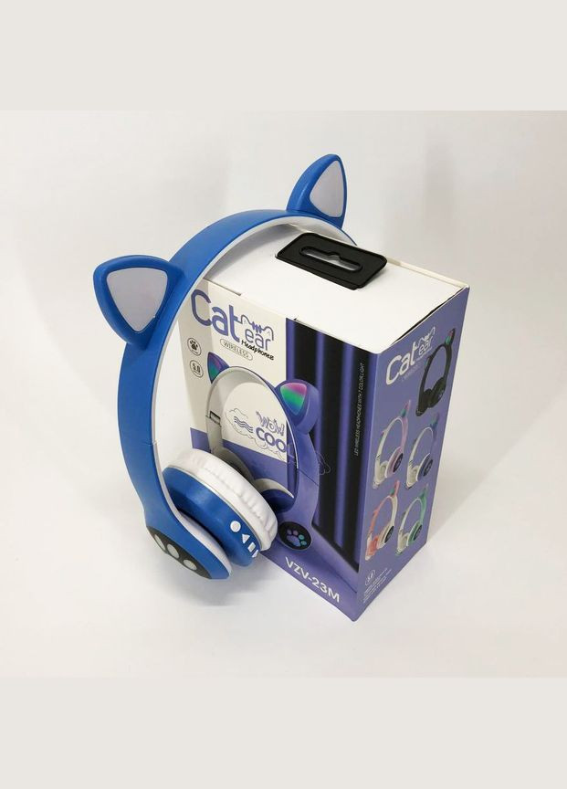 Бездротові навушники з котячими вушками та RGB підсвічуванням Cat VZV 23M. Колір: синій No Brand (357346643)