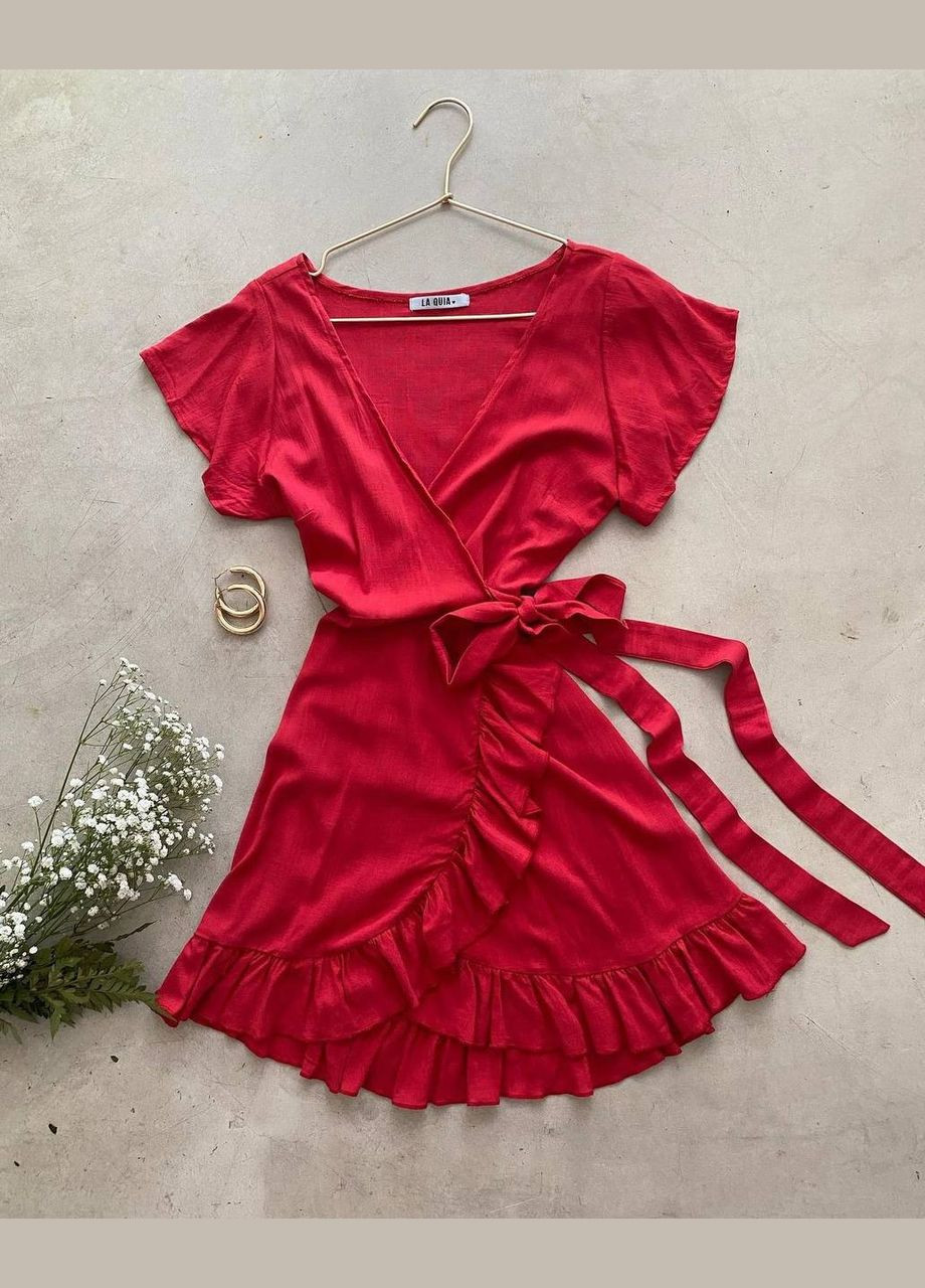 Червона повсякденний, кежуал жіноча червона сукня No Brand однотонна